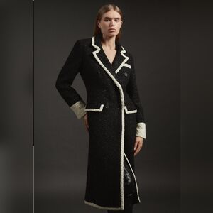 Karen Millen Contrast Double Breasted Tailoed Midi Coat Size 8 US